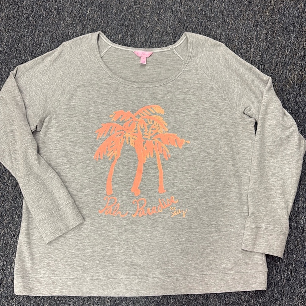Lilly Pulitzer Grey/Peach top, XL